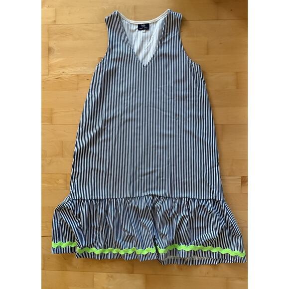 Sailor Sailor Preppy Seaport Shift Dress Striped Navy Neon Scallop M - Picture 1 of 3